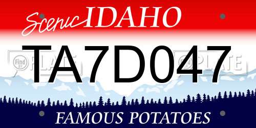TA7D047 Idaho License Plate