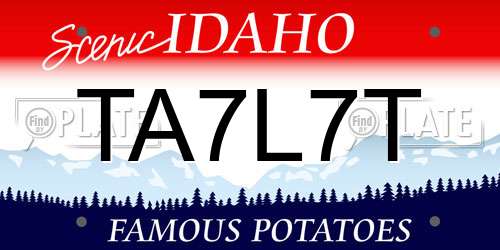TA7L7T Idaho License Plate