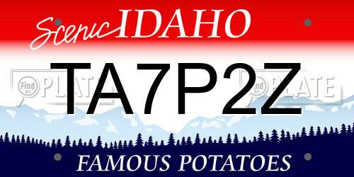 TA7P2Z Idaho License Plate