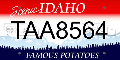 TAA8564 Idaho License Plate