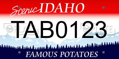 TAB0123 Idaho License Plate
