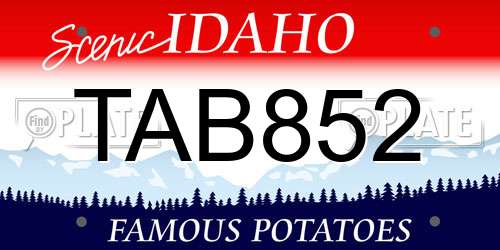 TAB852 Idaho License Plate