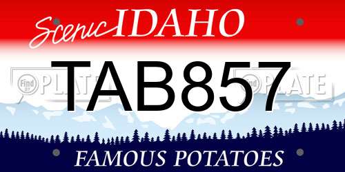 TAB857 Idaho License Plate