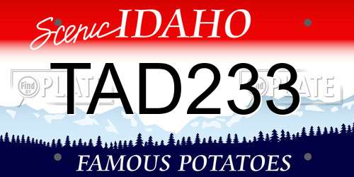 TAD233 Idaho License Plate