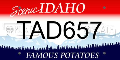 TAD657 Idaho License Plate