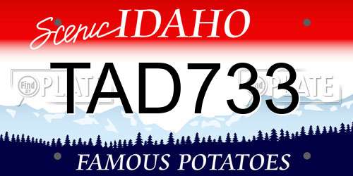 TAD733 Idaho License Plate