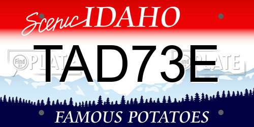 TAD73E Idaho License Plate
