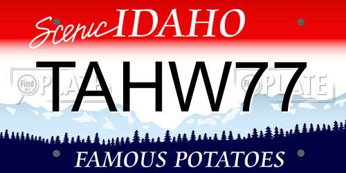 TAHW77 Idaho License Plate