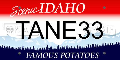 TANE33 Idaho License Plate