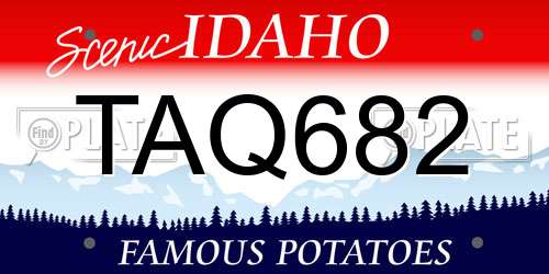 TAQ682 Idaho License Plate