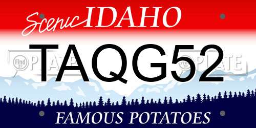 TAQG52 Idaho License Plate