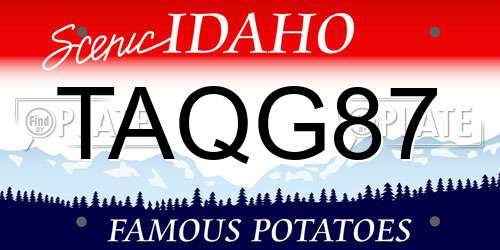 TAQG87 Idaho License Plate