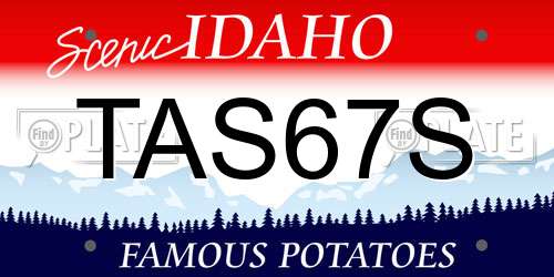 TAS67S Idaho License Plate