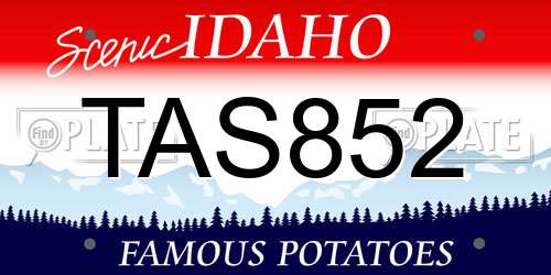 TAS852 Idaho License Plate