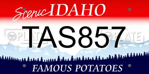 TAS857 Idaho License Plate