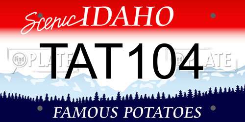 TAT104 Idaho License Plate