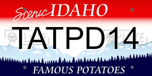 TATPD14 Idaho License Plate