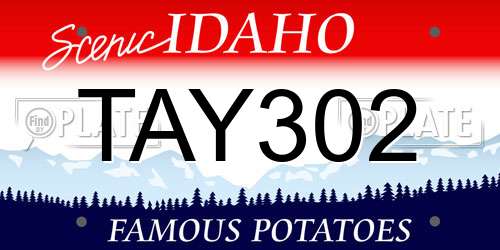 TAY302 Idaho License Plate