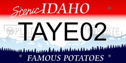 TAYE02 Idaho License Plate