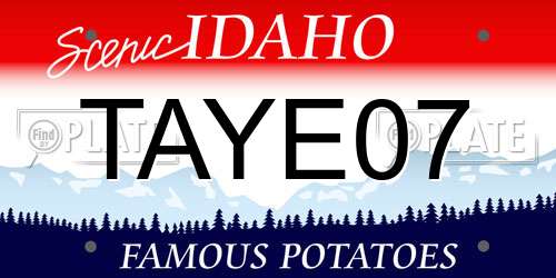 TAYE07 Idaho License Plate