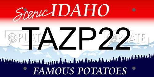 TAZP22 Idaho License Plate