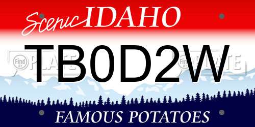 TB0D2W Idaho License Plate