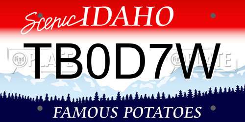 TB0D7W Idaho License Plate