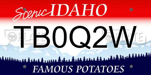 TB0Q2W Idaho License Plate