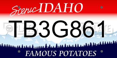 TB3G861 Idaho License Plate
