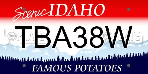 TBA38W Idaho License Plate