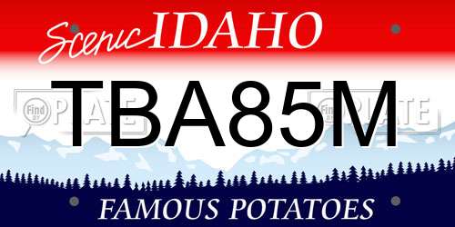 TBA85M Idaho License Plate