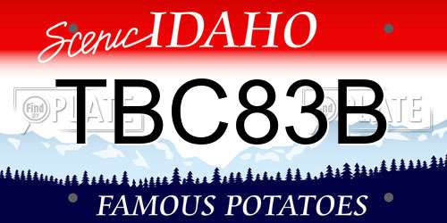 TBC83B Idaho License Plate