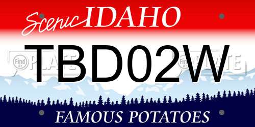 TBD02W Idaho License Plate