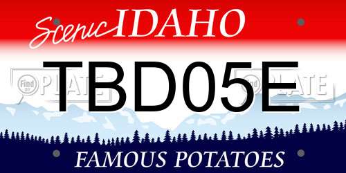 TBD05E Idaho License Plate