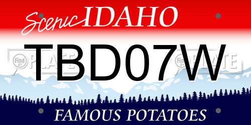 TBD07W Idaho License Plate