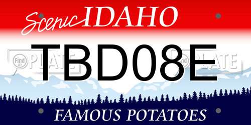 TBD08E Idaho License Plate