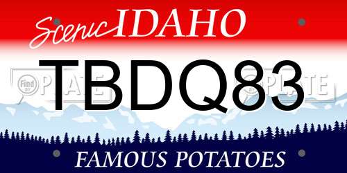 TBDQ83 Idaho License Plate