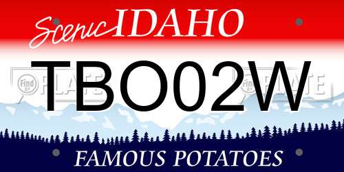 TBO02W Idaho License Plate