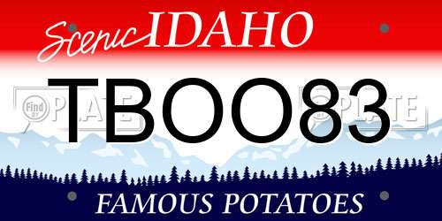 TBOO83 Idaho License Plate