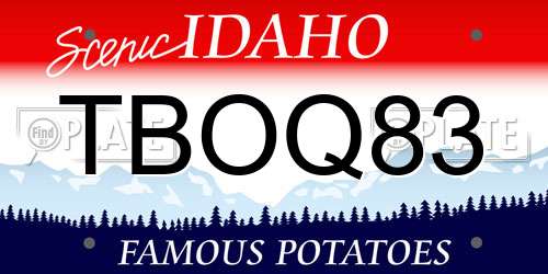 TBOQ83 Idaho License Plate