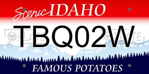 TBQ02W Idaho License Plate