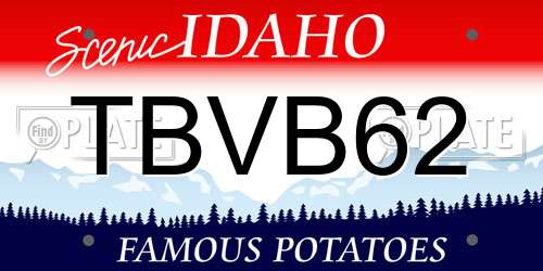 TBVB62 Idaho License Plate
