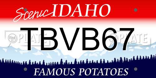 TBVB67 Idaho License Plate