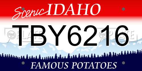 TBY6216 Idaho License Plate