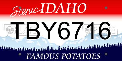 TBY6716 Idaho License Plate