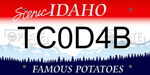 TC0D4B Idaho License Plate