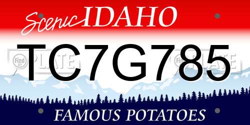 TC7G785 Idaho License Plate