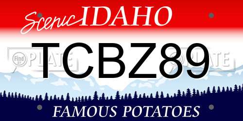 TCBZ89 Idaho License Plate