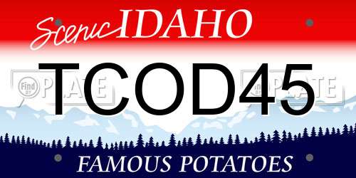 TCOD45 Idaho License Plate