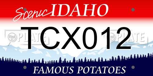 TCX012 Idaho License Plate